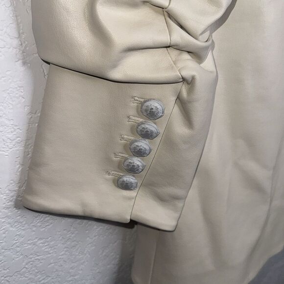 VERONICA BEARD Beacon Faux Leather Dickey Blazer in Ecru Size 8 Revolve - Picture 6 of 14